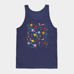 Rainbow Stars on Black Tank Top